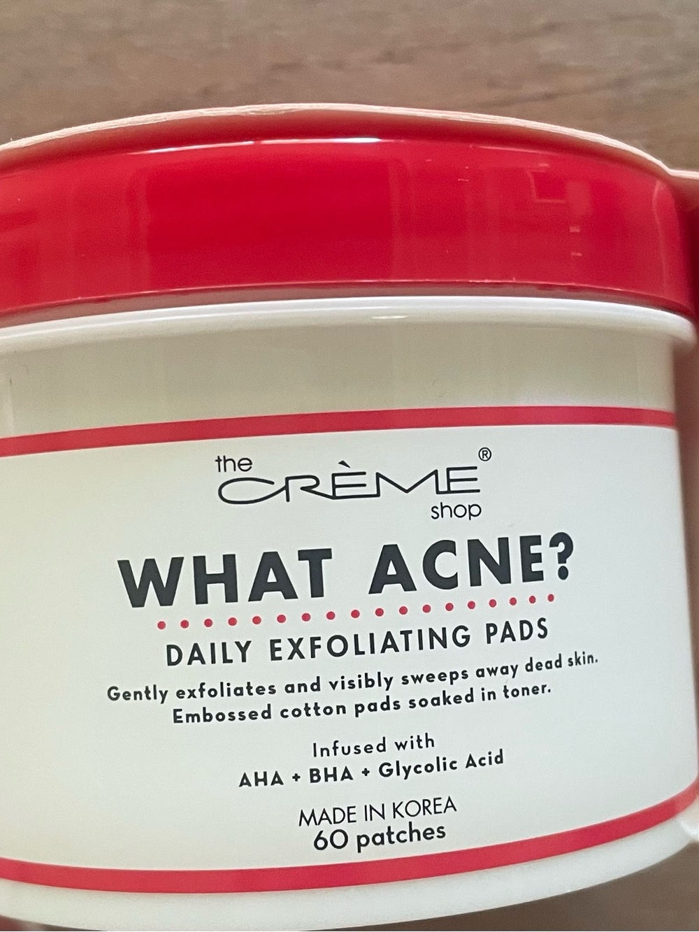 the CRÈME shop What Acne? Daily Exfoliating Pads — Red